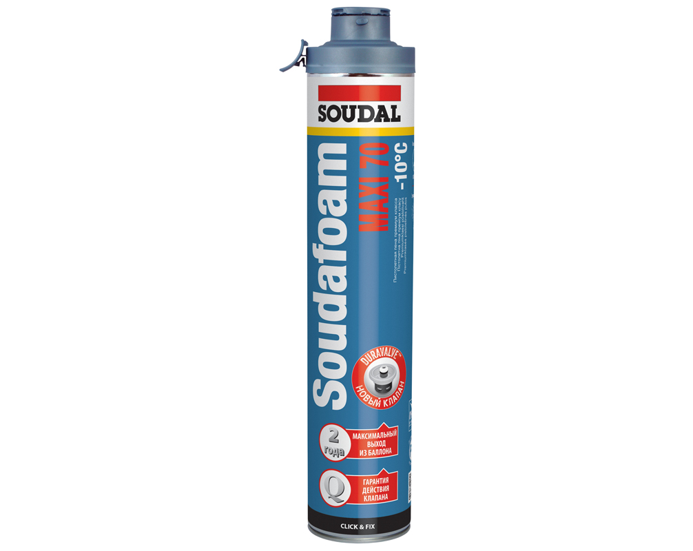 Монтажная пена Soudal Soudafoam Maxi 70 Click & Fix зимняя 870 мл