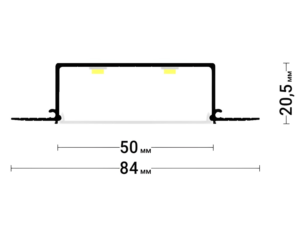 Разделительный профиль Flexy GIPS LINE 50 для гипсокартонных потолков - схема