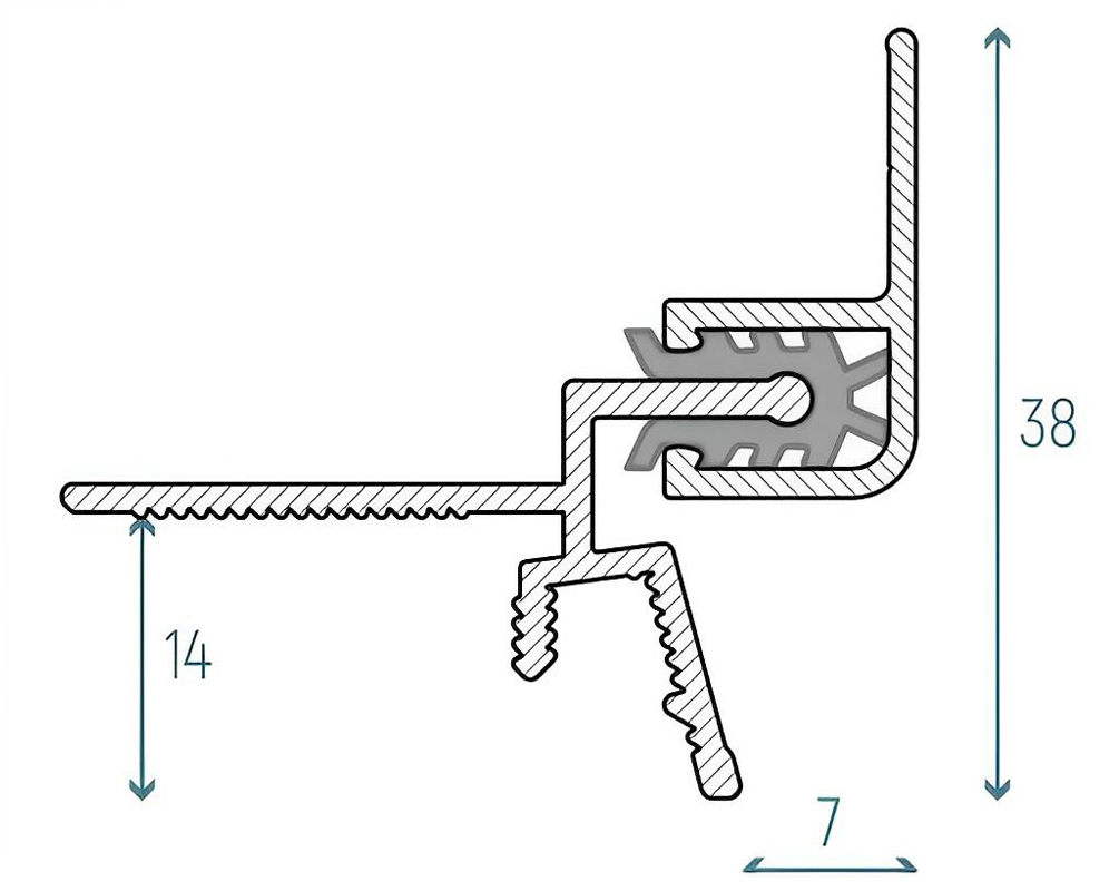 Теневой профиль Kraab Gipps для гипсокартонных потолков 2 м с демпфером - схема
